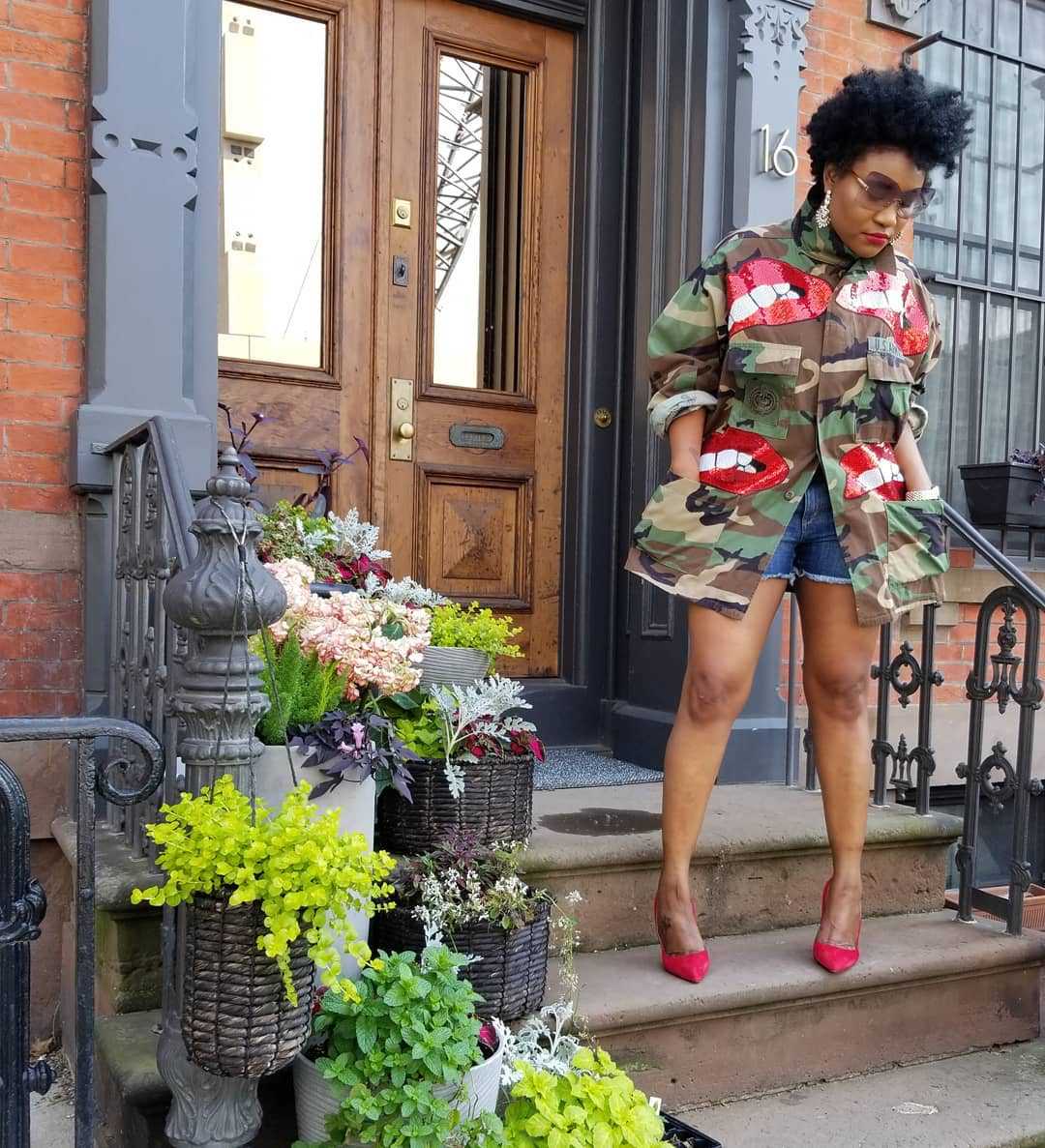 Manteau décontracté à revers et paillettes camouflage pour femme