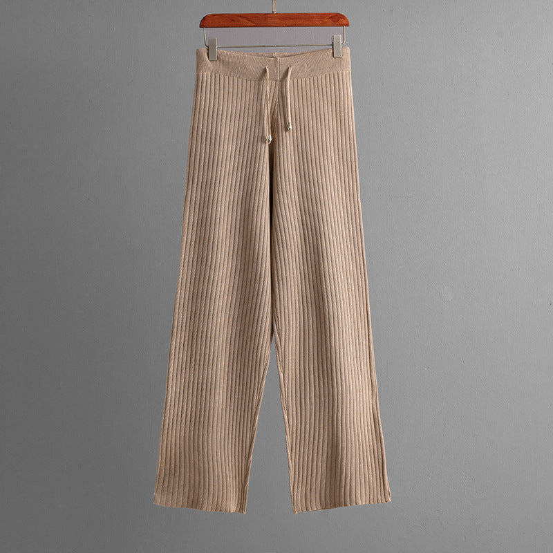 Ensemble sweat à capuche et pantalon en coton tricoté pour femme