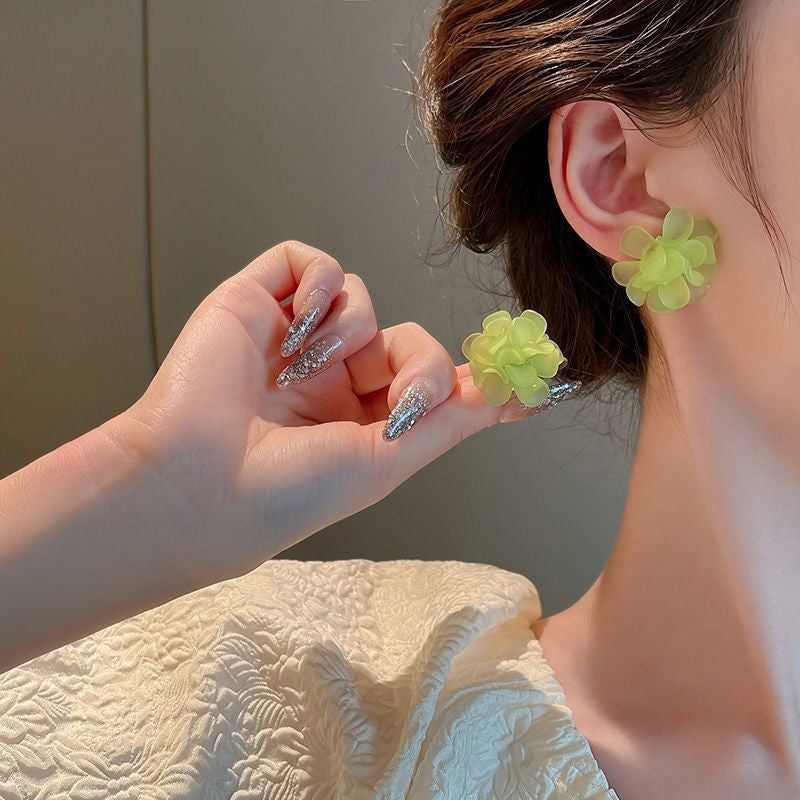 Women Fashion Elegant Solid Color Floral Earrings