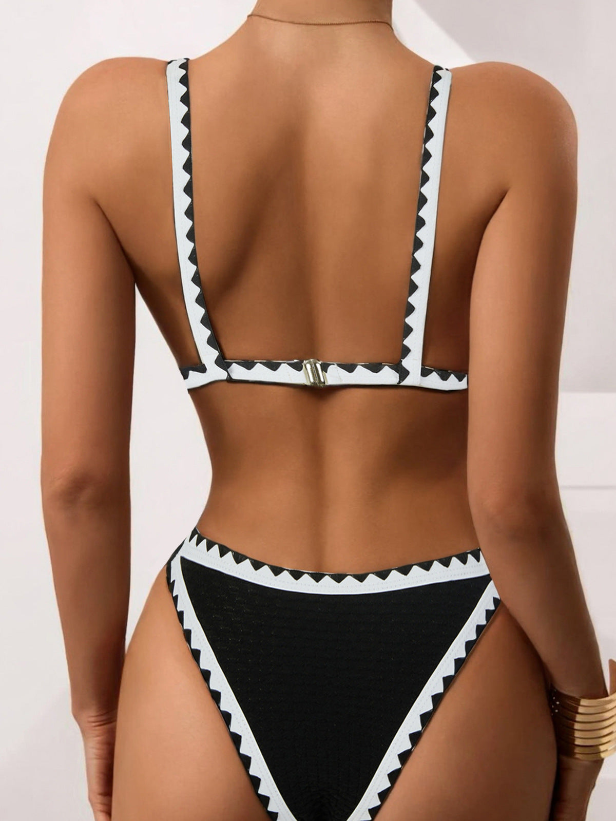 Traje de baño bikini sexy de bloques de color a la moda para mujer