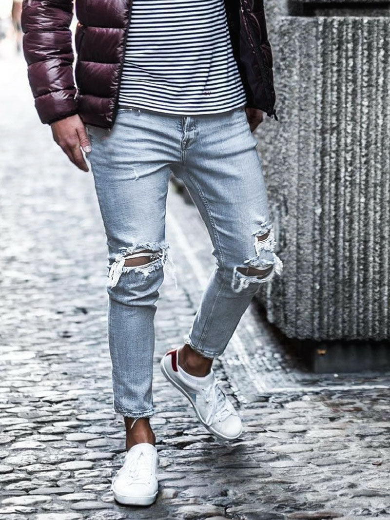 Men's Fashion Casual Ripped Slim Fit Stretch Jeans