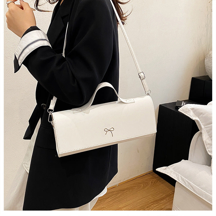 Women Fashion Small Solid Color Rectangular Shoulder Bag - Street Trend PU Material