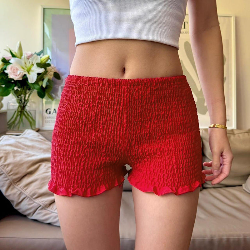 Pantalones cortos plisados de color sólido sexys de moda para mujer