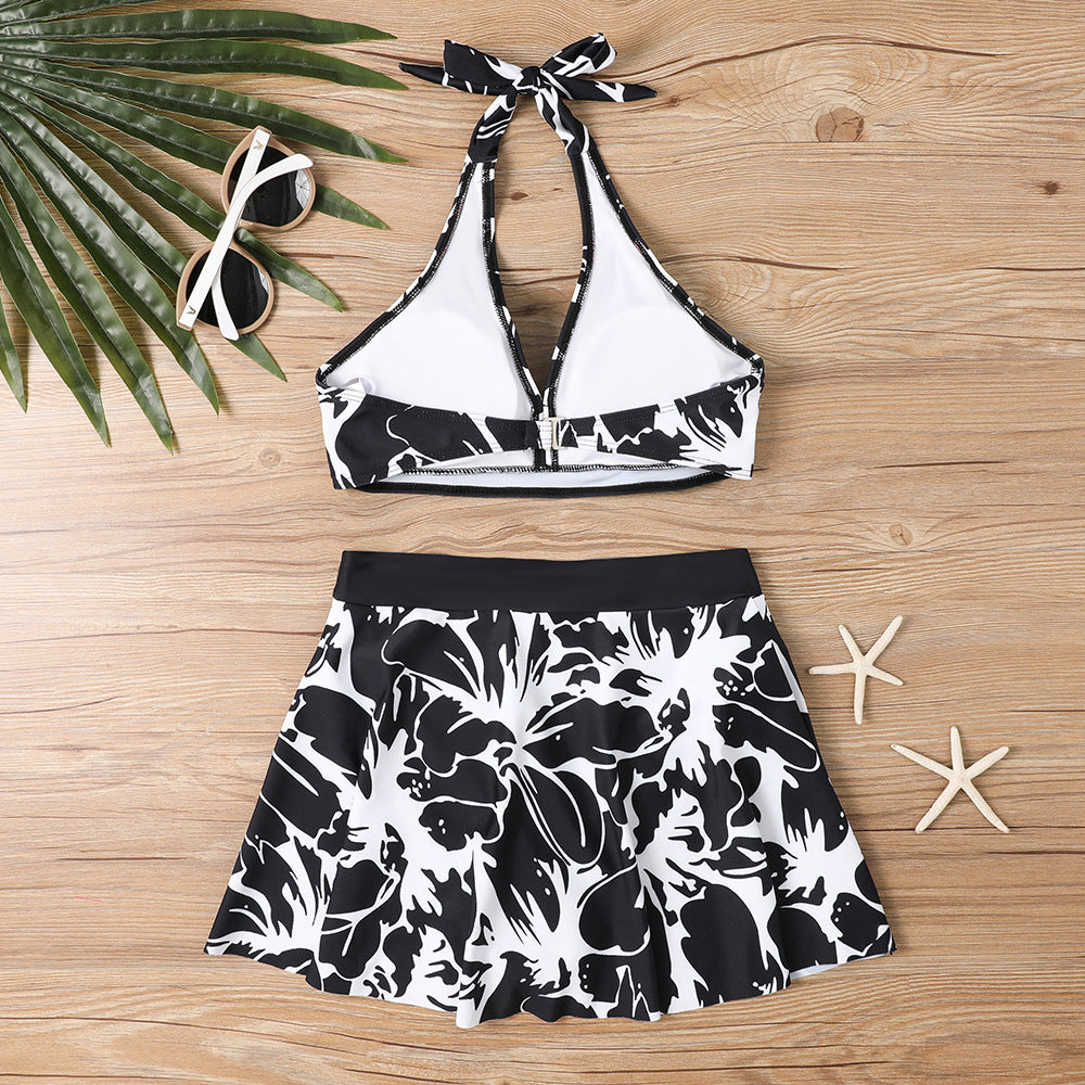 Maillot de bain bikini à lacets et imprimé tendance pour femme