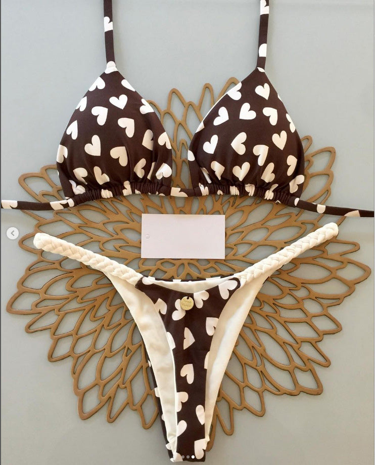 Maillot de bain bikini sexy à imprimé géométrique pour femme
