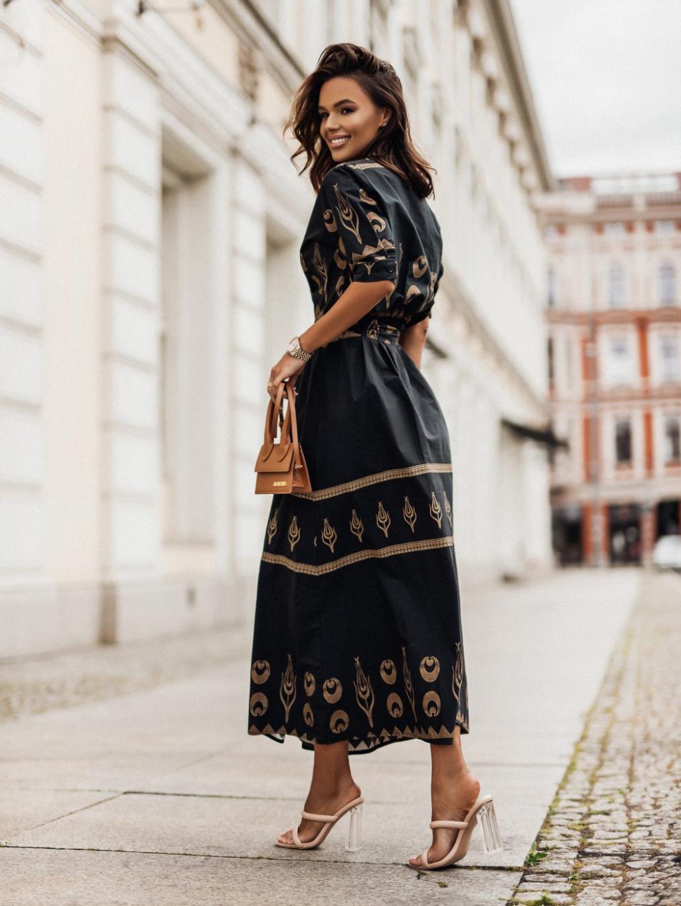 Robe décontractée à lacets en lin imprimé pour femme