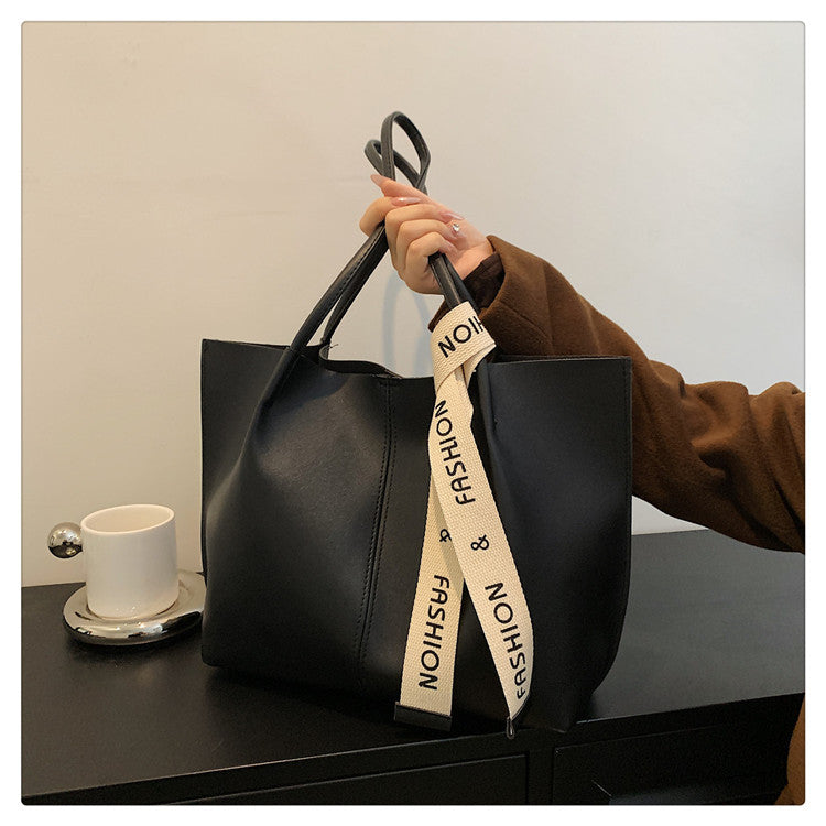 Sac fourre-tout décontracté simple de grande capacité pour femme, couleur unie