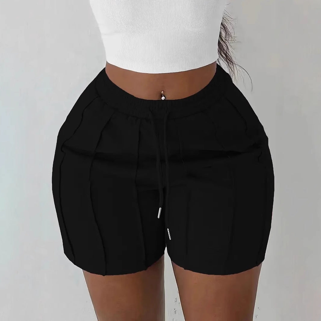 Short ample à lacets de couleur unie et décontracté pour femme