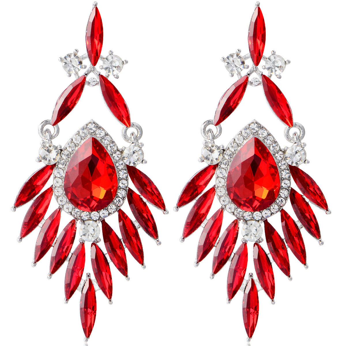 Pendientes de borlas ovaladas exageradas con diamantes de imitación y estilo geométrico para mujer