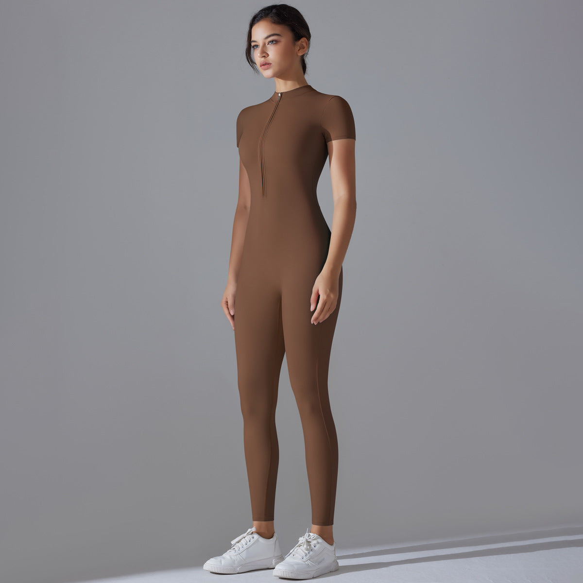 Breathable Women Fashion Casual Zipper Yoga Jumpsuit