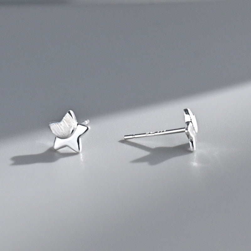 Women Fashion Simple Silver Star Earrings Elegant Silver Jewelry