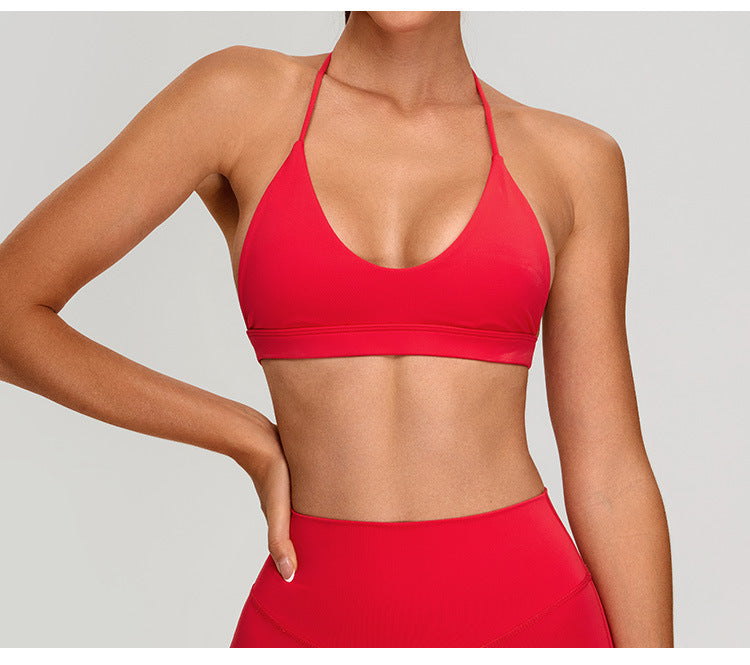 Soutien-gorge de sport licou à la mode pour femmes, couleur unie, pour le yoga