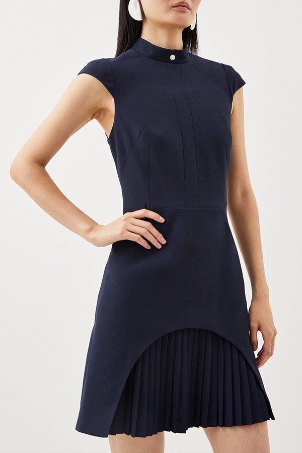 Vestido informal sin mangas con cuello redondo y color liso para mujer