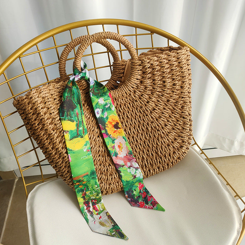 Bufanda con asa para bolso con lazo y estampado floral de moda