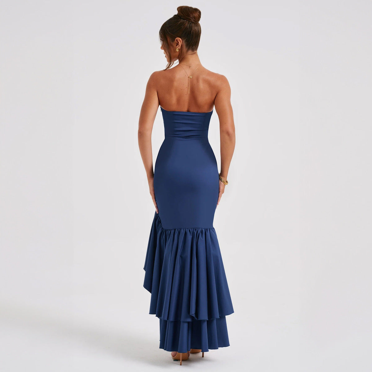 Robe tube irrégulière sexy à volants pour femmes