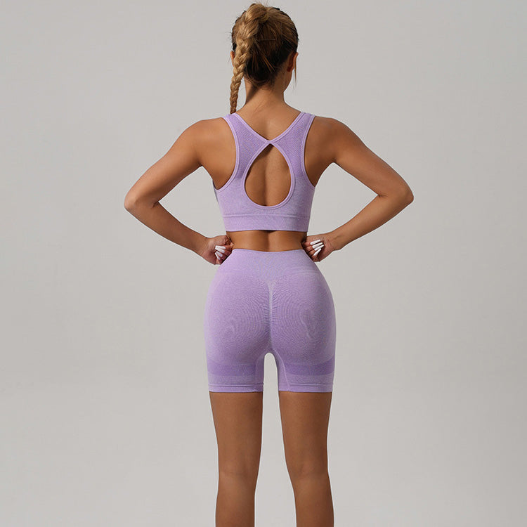 Conjunto de yoga informal de color sólido a la moda para mujer