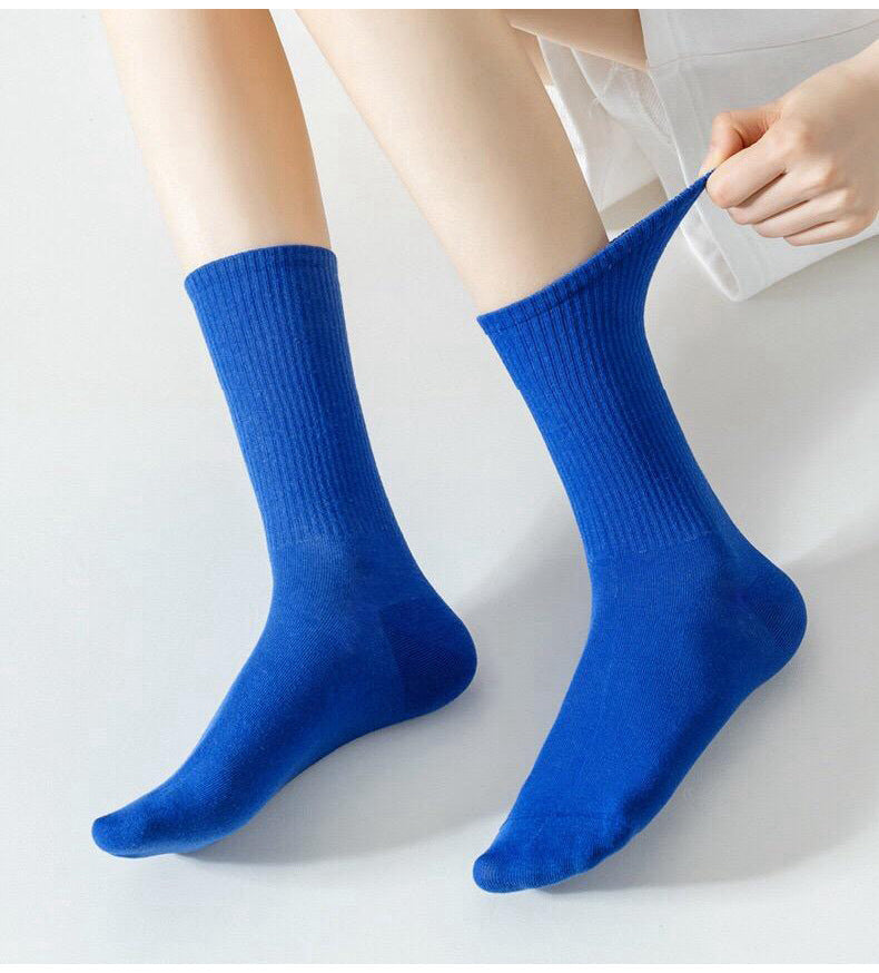 Calcetines de algodón hasta la rodilla de color liso para mujer