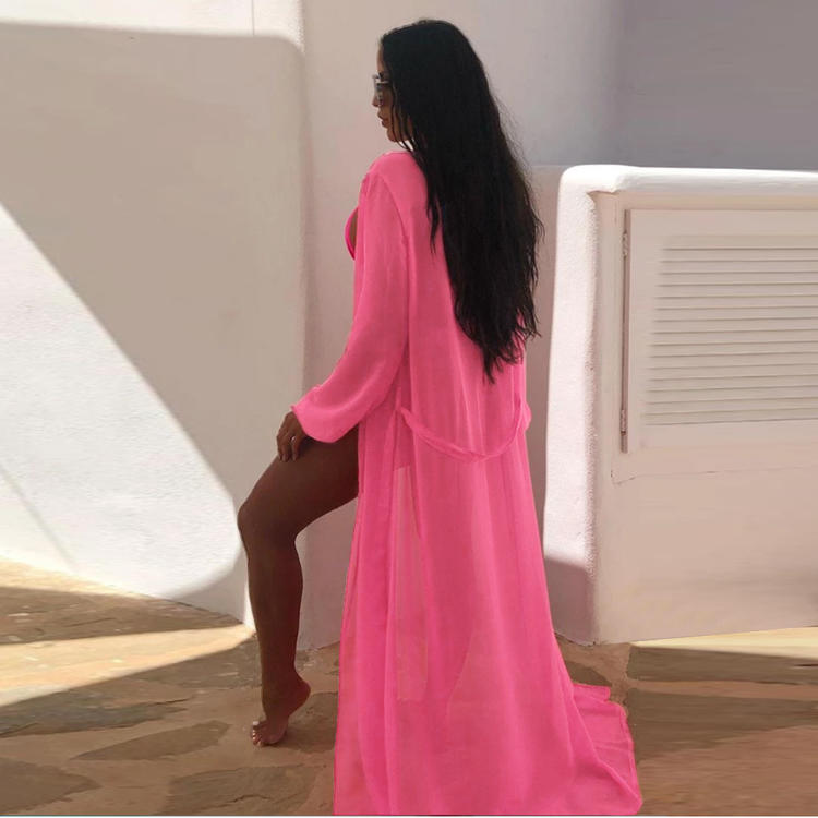 Conjunto de traje de baño de malla de color sólido sexy de moda para mujer