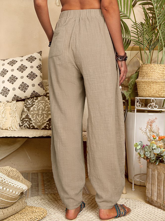Pantalones casuales holgados de algodón y lino para mujer para mayor comodidad