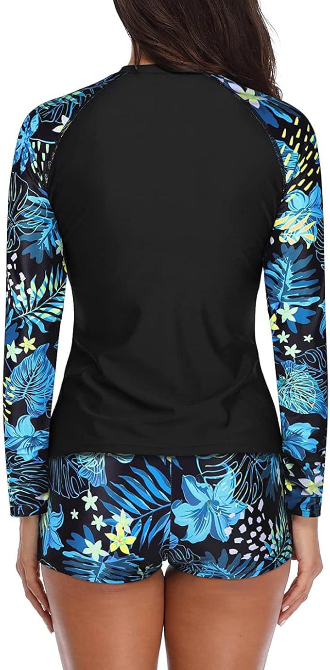 Conjunto de top de manga larga y bañador estampado informal para mujer