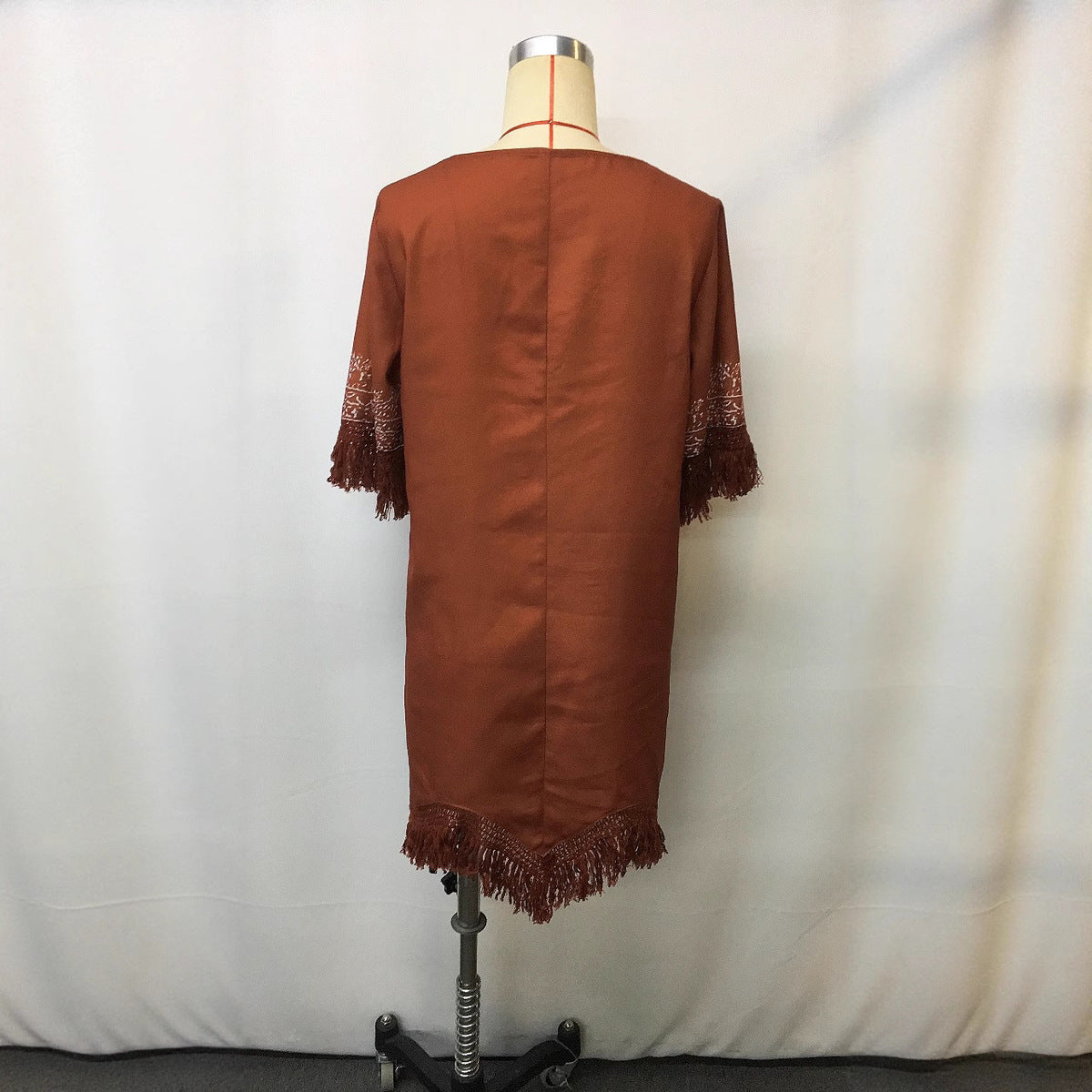 Vestido bohemio de manga corta con cuello en V y estampado para mujer
