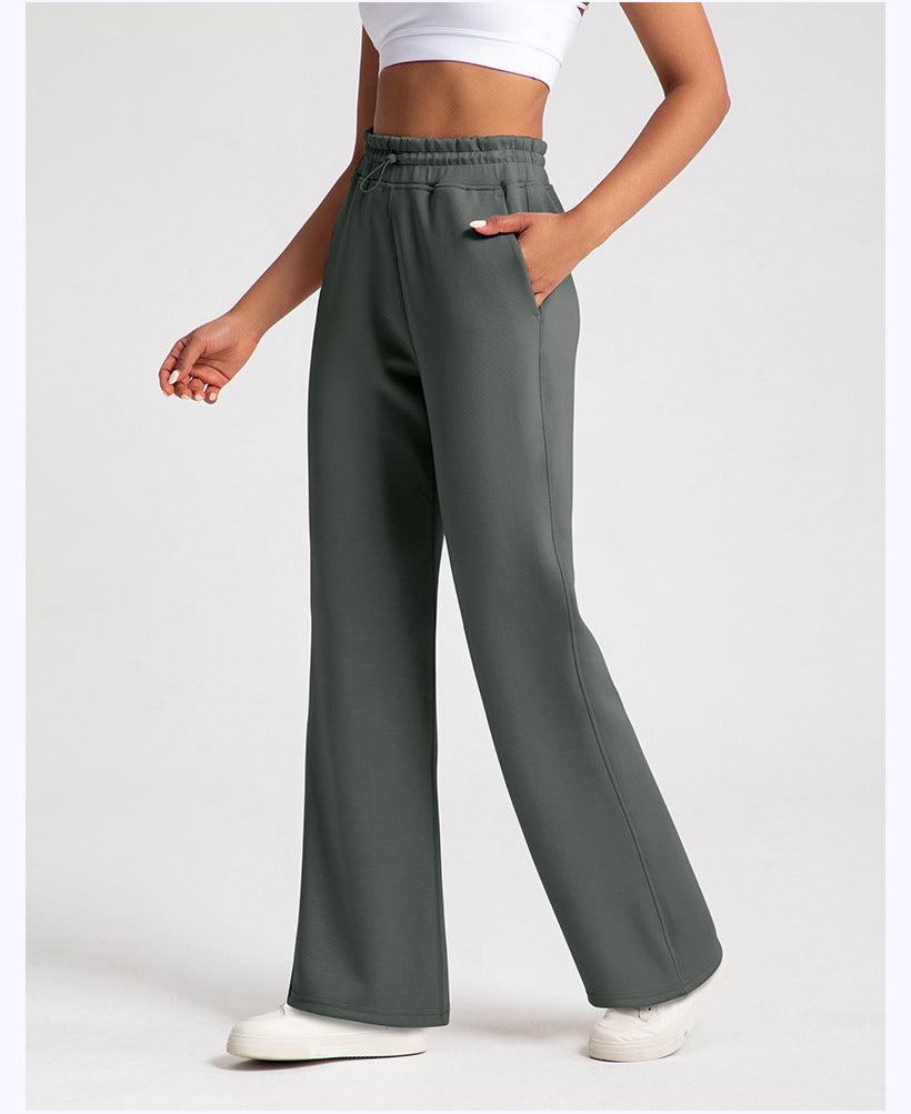Pantalones de yoga de cintura alta de color sólido informales para mujer