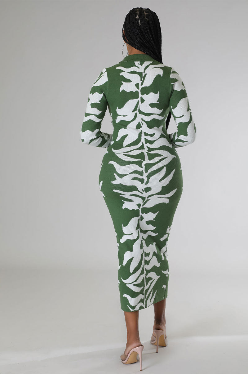Vestido casual de manga larga con estampado para mujer
