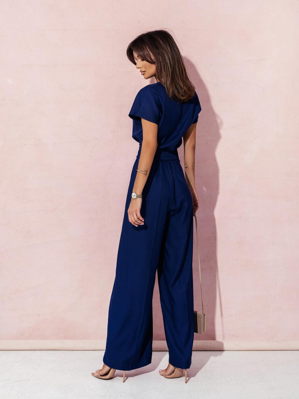 Women Fashion Elegant Solid Color V-Neck Jumpsuits