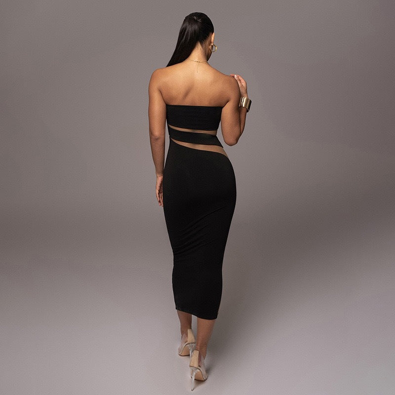 Robe bustier élégante de couleur unie pour femmes