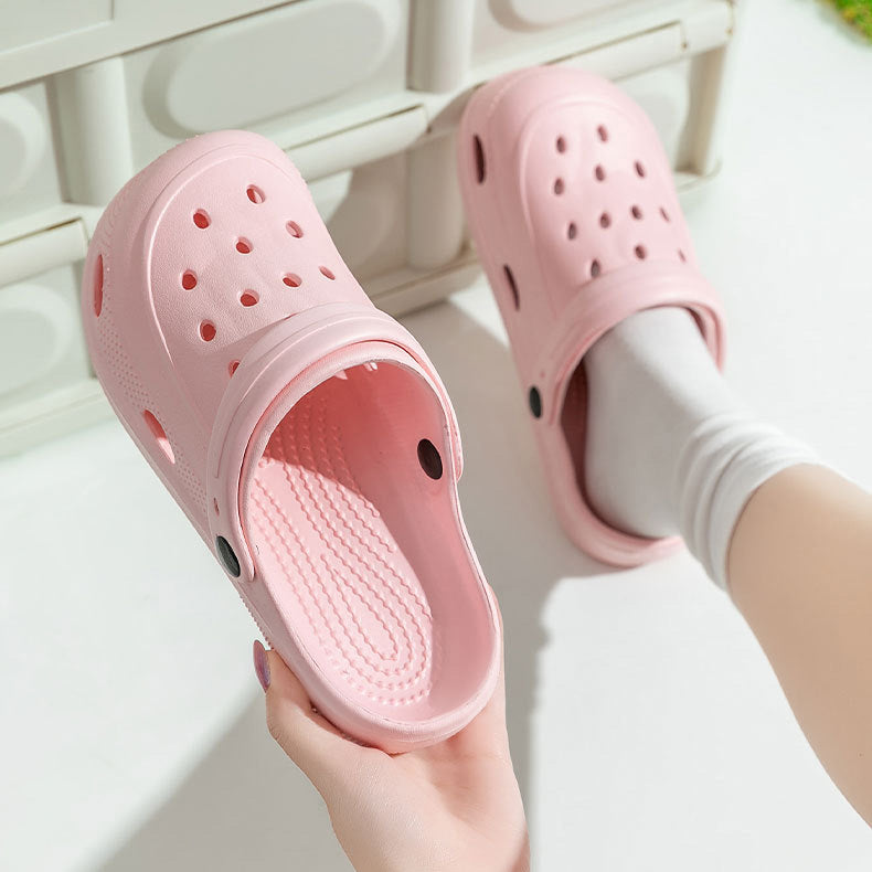 Zapatos casuales de moda para mujer, de color sólido, antideslizantes y con agujeros.