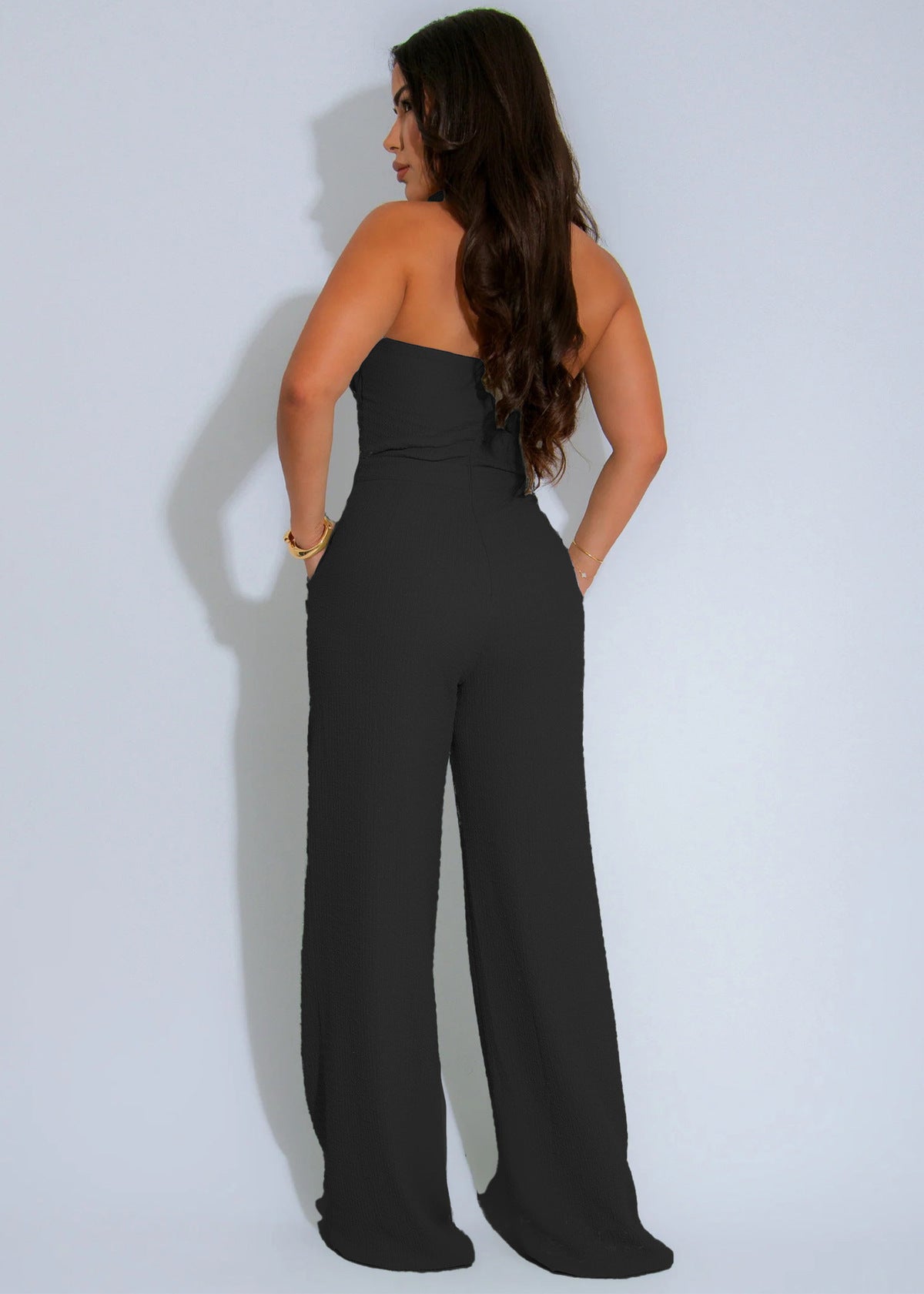 Women Fashion Sexy Solid Color Halter-Neck Jumpsuits