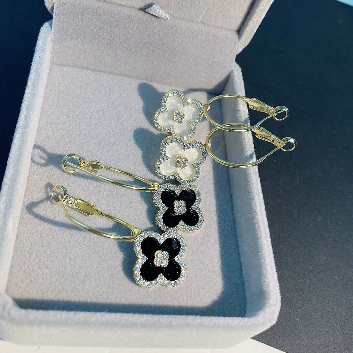 Boucles d'oreilles trèfle en zircon pour femmes