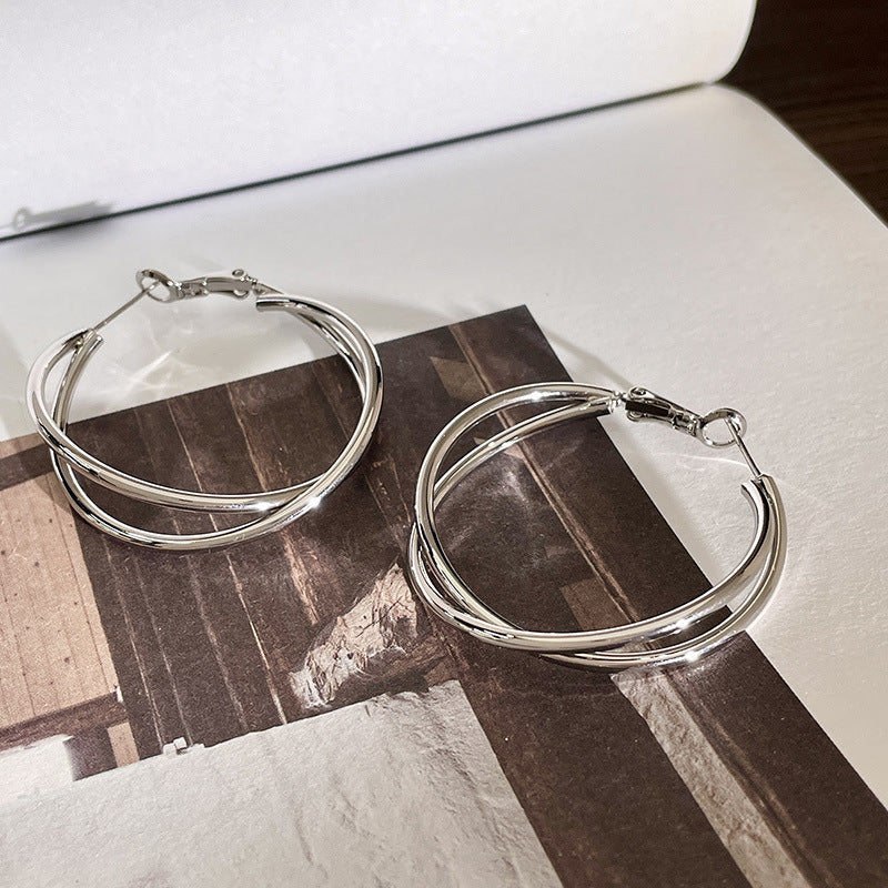 Women Fashion Simple Exaggerated Large Circle Earrings