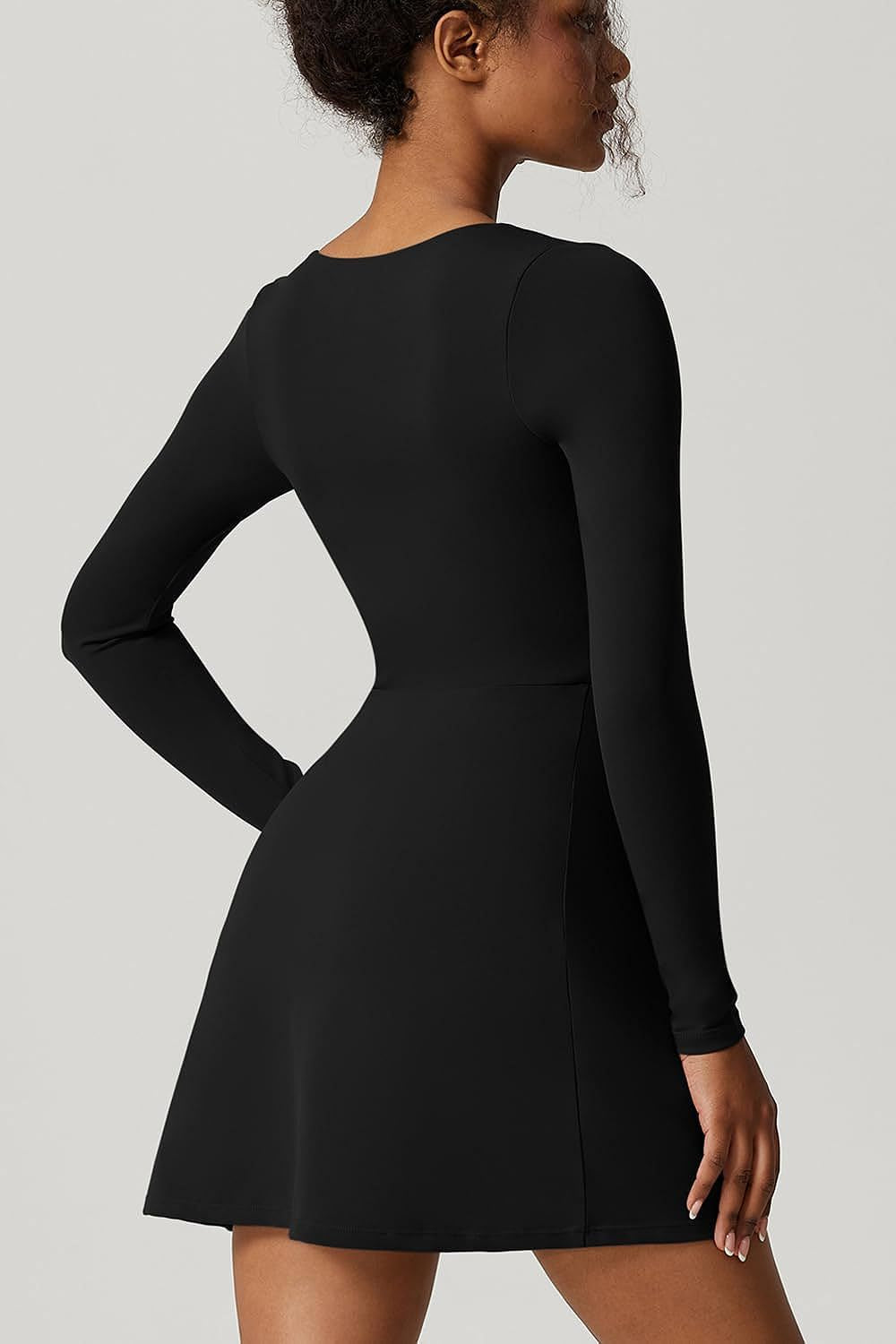 Women Fashion Sexy Solid Color Square Collar Dress