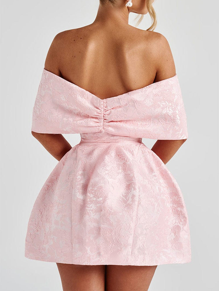 Elegant Solid Color Bowknot Off Shoulder Dress