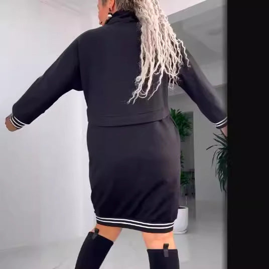 Vestido informal de manga larga para mujer, estilo elegante, de poliéster, talla grande