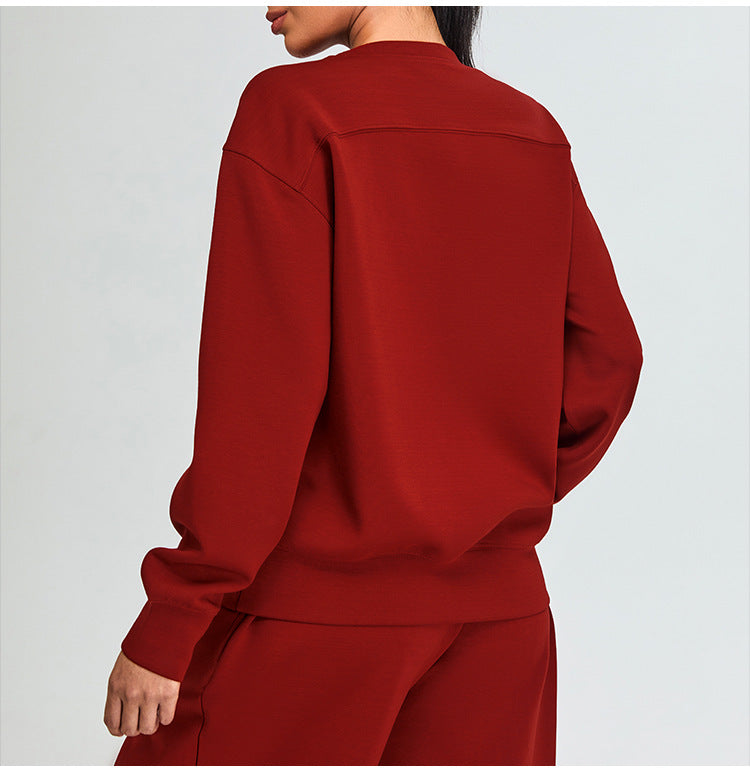 Sudadera informal sencilla de manga larga en color liso para mujer