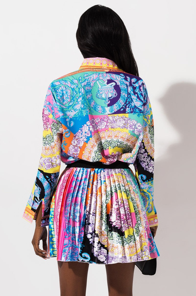 Conjunto de blusa con estampado geométrico informal de moda para mujer