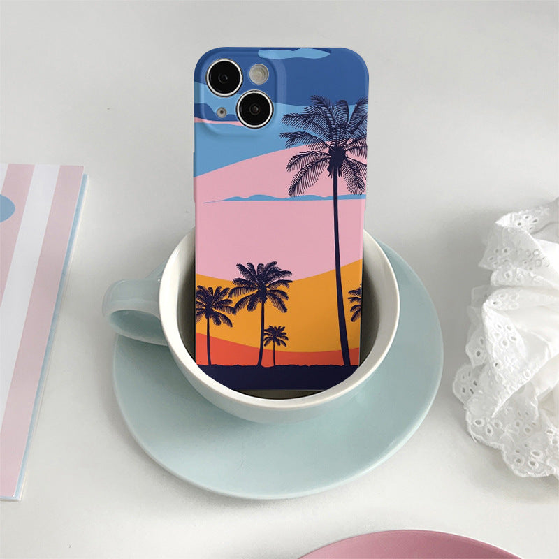 All-Inclusive Cartoon Coconut Print Soft iPhone Case