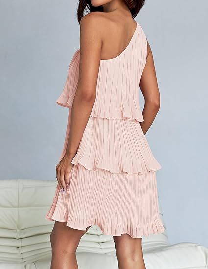 Women Fashion Sexy Solid Color Spliced Ruffled Dress