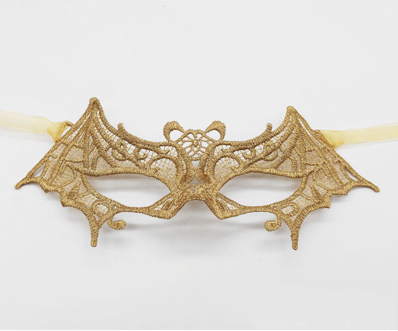 Women Sexy Hollow Half Face Gold Thread Lace Mask