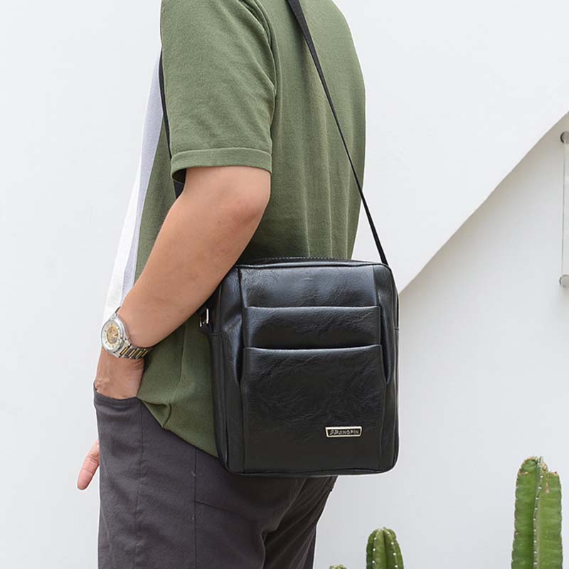 Bolso bandolera informal de PU para negocios a la moda para hombre