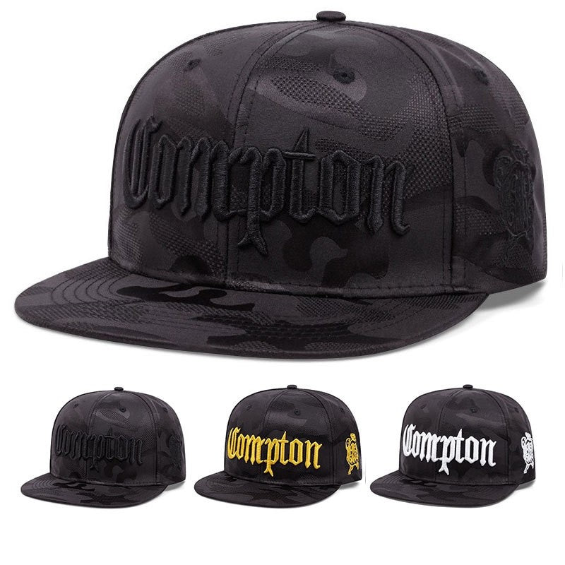 COMPTON Embroidered Flat Brim Baseball Cap Unisex Design