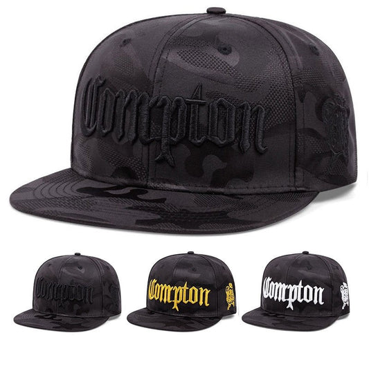 COMPTON Embroidered Flat Brim Baseball Cap Unisex Design