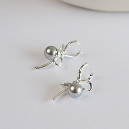 Elegant Bow Knot Pearl Stud Earrings