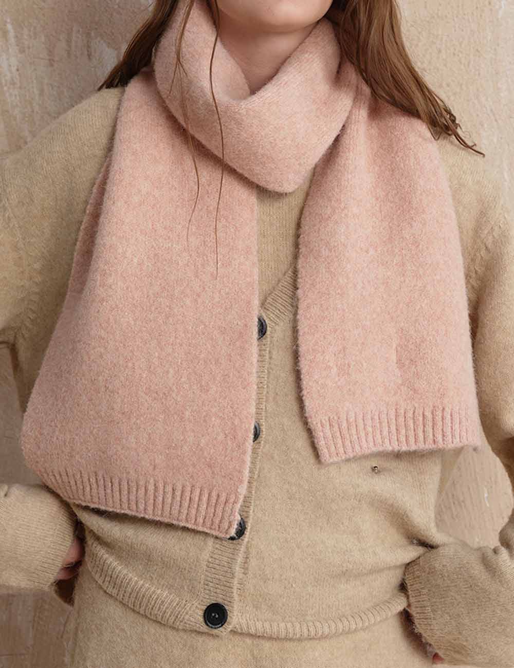 Soft Wool Solid Color Ribbed Winter Scarf
