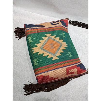 Ethnic Pattern Tassel Shoulder Bag