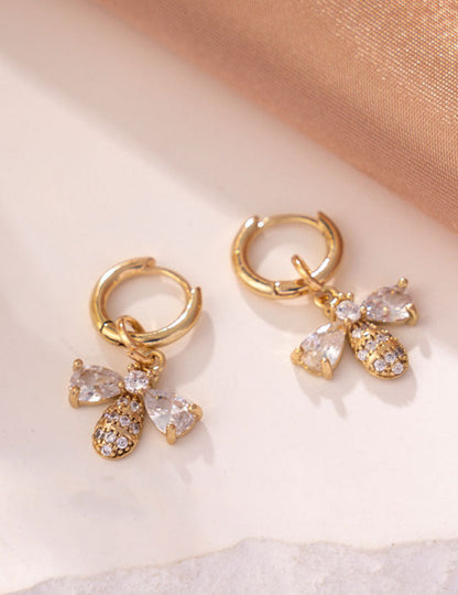 Cute Bear Cubic Zircon Drop Hoop Earring
