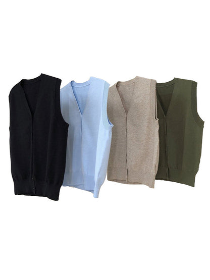 Leisure Solid Knitting Sweater Vest