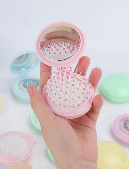 Folding Mini Pocket Cute Comb with Mirror